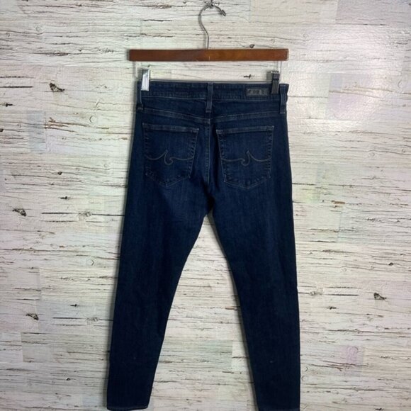 AG Adriano Goldschmied The Farrah High-rise Skinny Ankle Raw Hem Blue Jeans, 27 - Picture 9 of 9